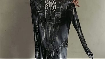 NGENTOTIN CEWEK COSPLAY SPIDERMAN HITAM SAMPAI KELUAR DI MEMEK BERKALI KALI INDONESIA TERBARU